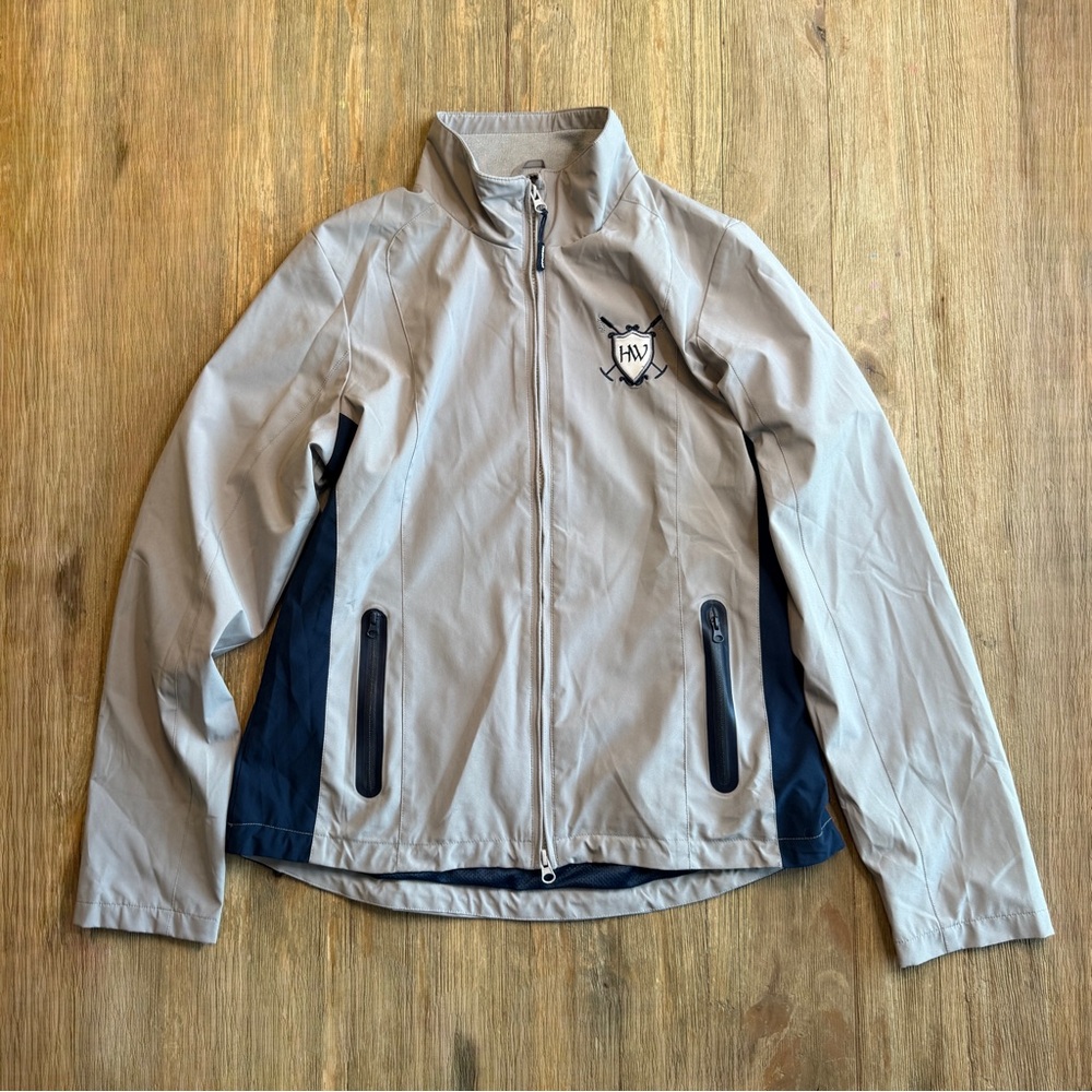 Horseware Ireland Gray/Tan an Blue Zip-Up Jacket Windbreaker Large